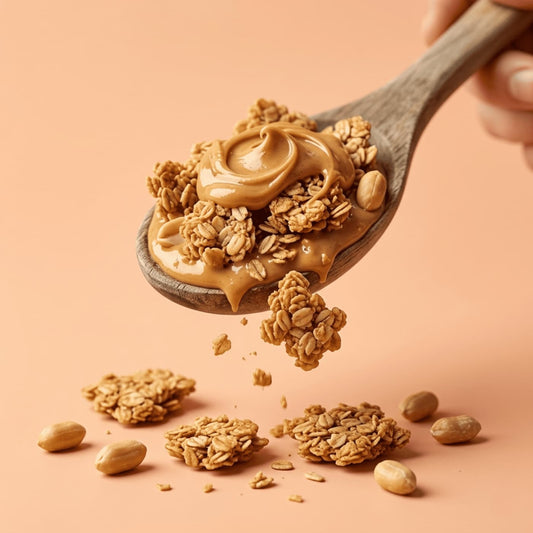 Peanut butter granola crunch in spoon