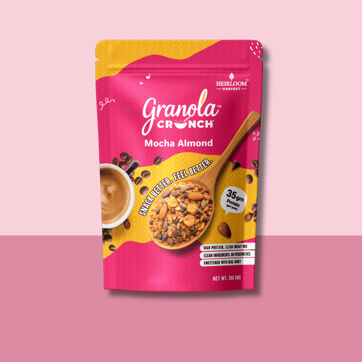 Granola Crunch Mocha Almond granola pack 300g – coffee flavoured healthy granola India no added sugar